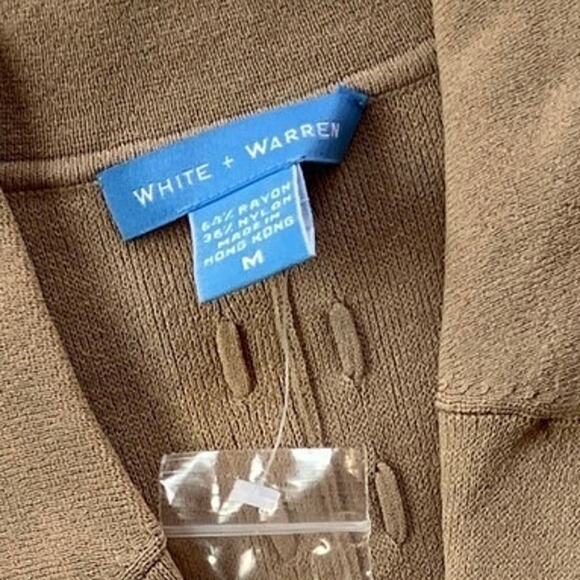 NWT White + Warren Collared Button Cardigan Sweater Size M Lace-Up Scandi Girl - Picture 5 of 7